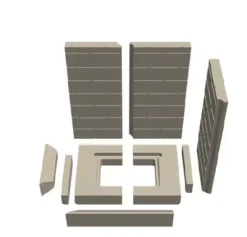 Ersatzteil Schamottesatz Mit Mauerwerksoptik Zu Schmid Kamineinsatz Ekko L/R 55(34)