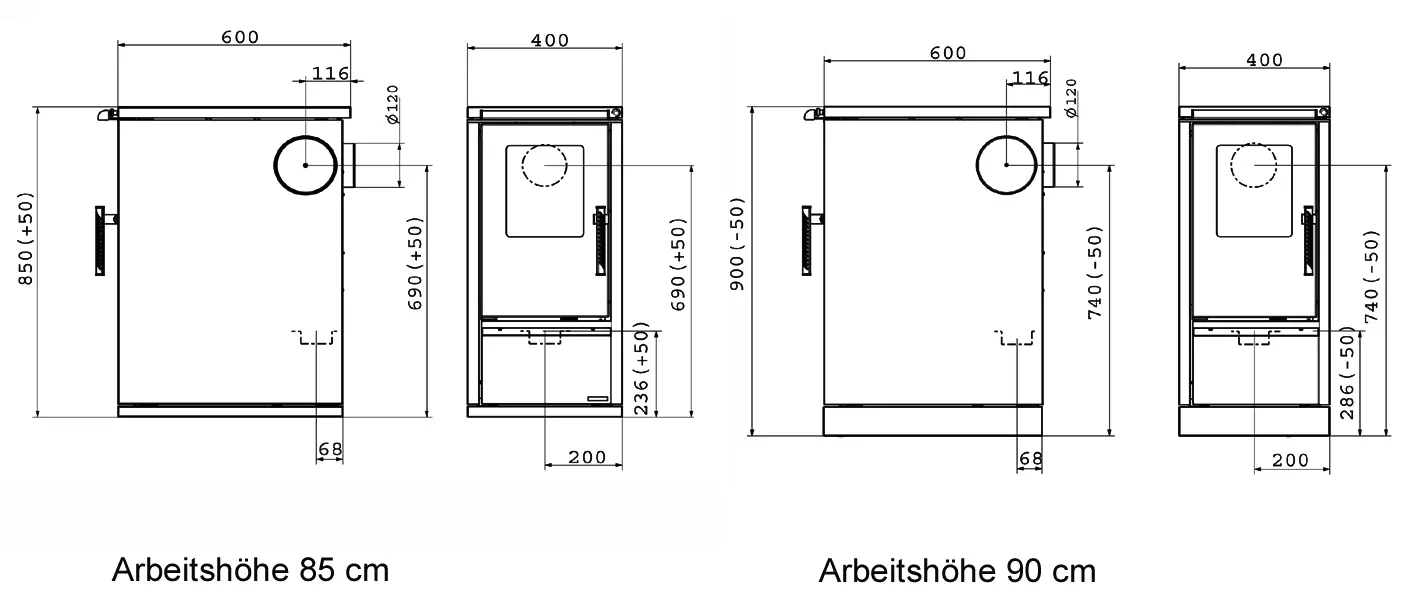 Wamsler Holzherd W1-40 Schwarz, Beistellherd 4 Wamsler Holzherd W1-40 Schwarz, Beistellherd – Bild 2